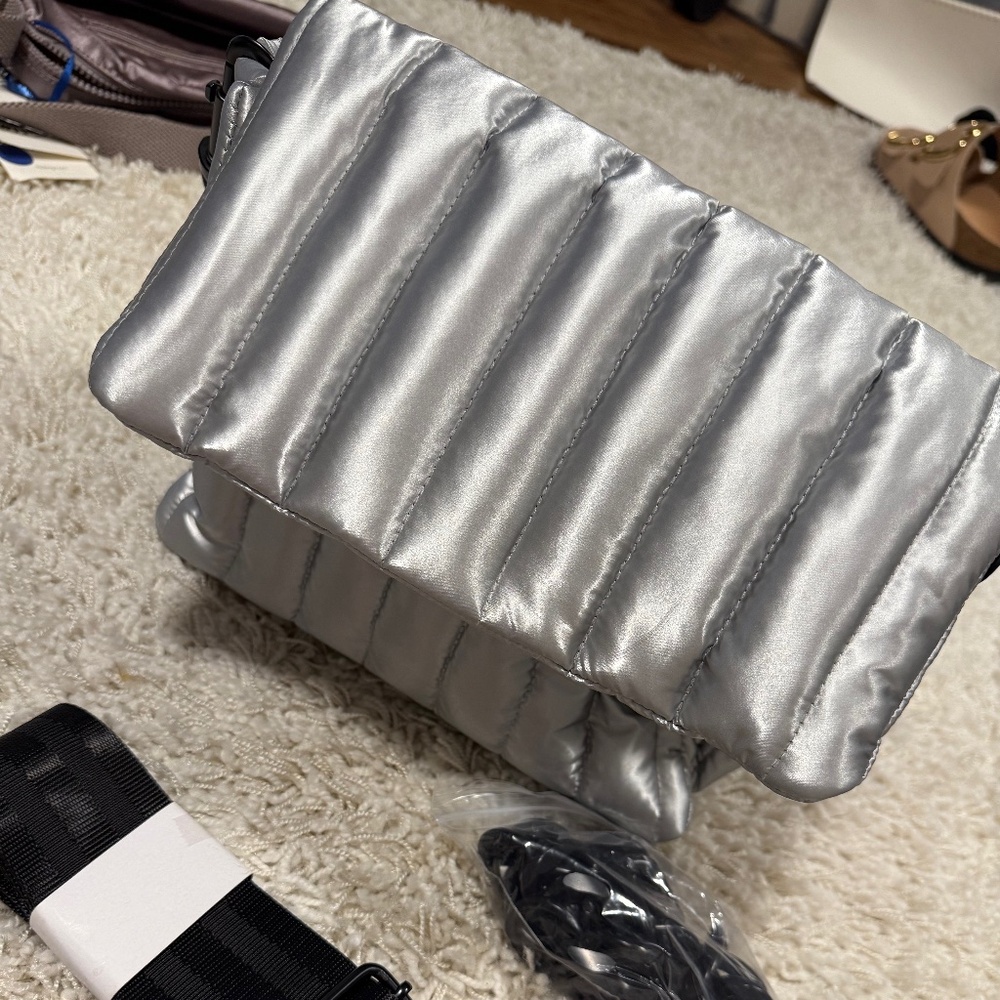 NWT Think Royln Bar Bag - Stunning Silver!